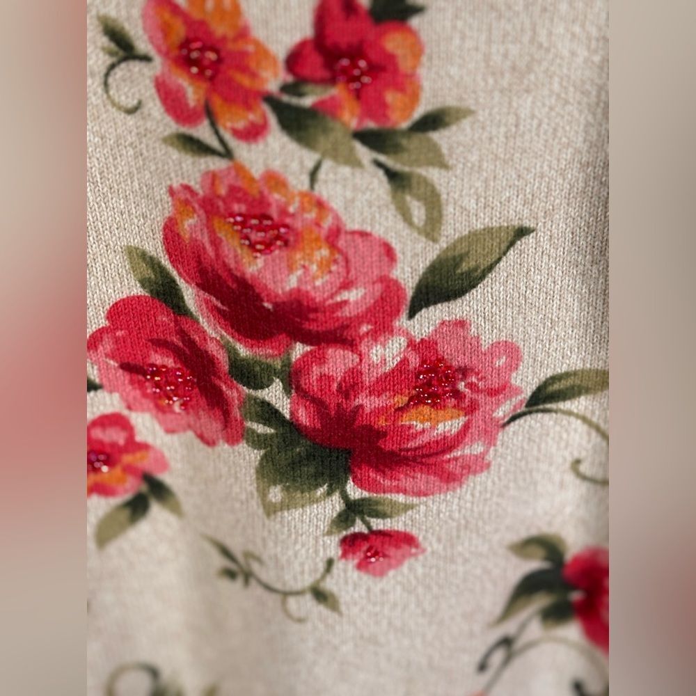 Vintage Alfred Dunner Floral Cottagecore Coastal Grandma Holiday Crew Sweater M - Picture 4 of 10
